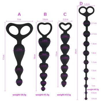 Long Anal Beads Silicone Butt Plugs Ball Ass Massage Anal Butt plug Dilator Anal plug Adult Sexual Toys for Gay Men Woman Shop 1