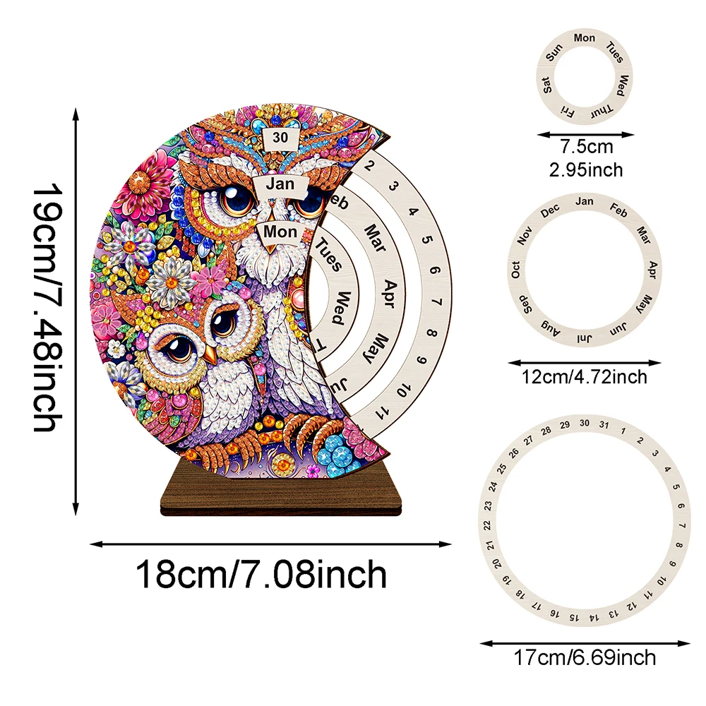 HOMFUN Diamond Painting Perpetual Calendar Wooden Diamond Art Desk Calendar 5D DIY Embroidery Christmas Gift for Home Decor diamond art painting kit diamond painting set diamond painting