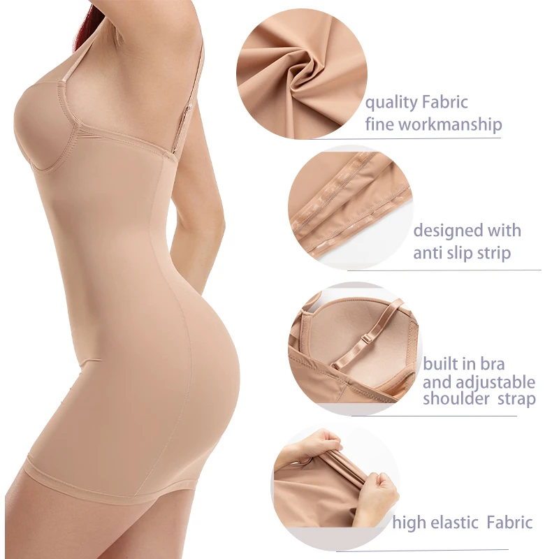 Women's Shapewear Control Slips Seamless Bodysuit Camisole Body Shaper Push Up Chest Dress Underwear Slimming Corset Sheath