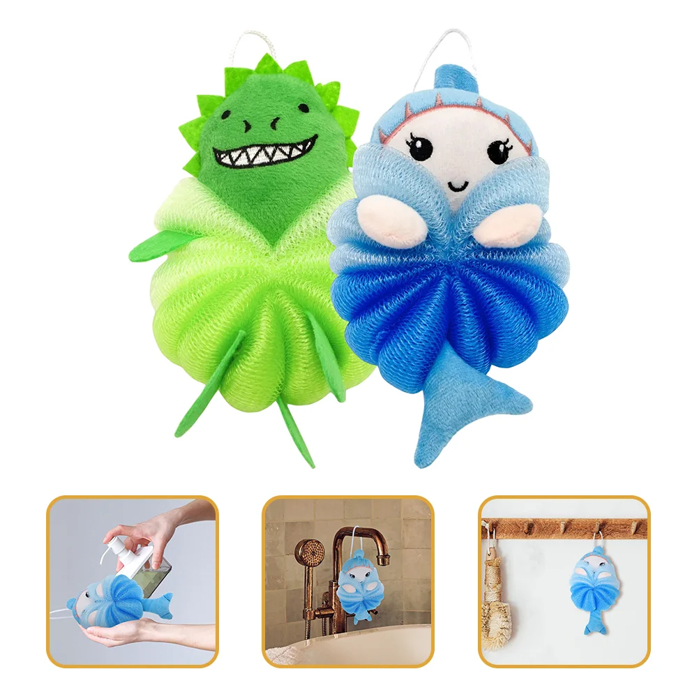 

2Pcs Cartoon Shower Loofah Mesh Bath Shower Sponge Toddler Body Sponge Kids Loofah