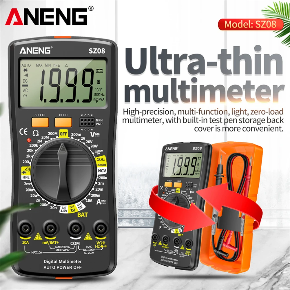 ANENG SZ08 professional digital multimeter Ultra-thin storage Multimetro Auto Voltmeter AC DC 220V Resistance Handhold Testers |