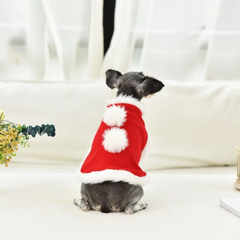 Pet Supplies Dog Christmas Cloak Winter Warmth Clothing Thickened Clothes Comfortable and Soft Festive Atmosphere Daily Dressing