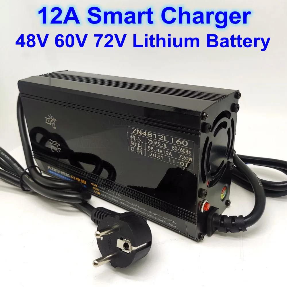 

48V 60V 72V 54.6V 58.8V 58.4V 67.2V 71.4V 73V 84V 88.2V 87.6V 12A lipo lifepo4 li ion battery charger 13S 14S 16S 17S 20S 21S