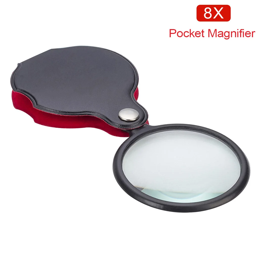 Loupes de poche professionnelles 8X, outil de lecture pliable monoculaire, loupe de bijoutier