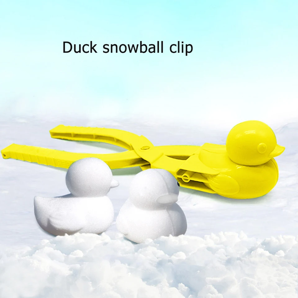Sneeuwbal Maker, Eend Sneeuw Klem Mould, Leuke Eenden Clip-Duck Maker Outdoor Winter Sneeuw Sand Mold Tool voor Kids Sneeuwbal gevechten Large Geel