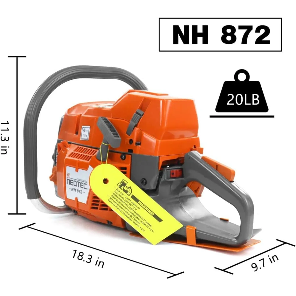 NEO-TEC NH872 24 Inch Gas Chainsaw,71 cc Gasoline Chain Saw Power Head,All Parts Compatible