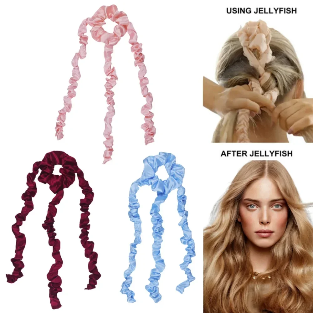 New Heatless Curling Rod No Heat Hair Curlers Jellyfish Hair Rollers Silk Curls Ribbon Braider Headband Styling Tools