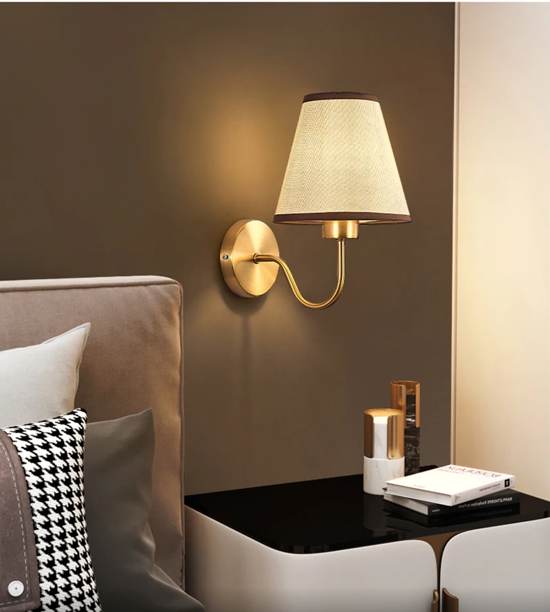 110V/220V Wall Lamp with LED E27 Bulb Fabric Lampshade Wall Sconces for Hotel Bedroom Bedside Living Room Stairs Home Decoration led light led wall lamp wall light