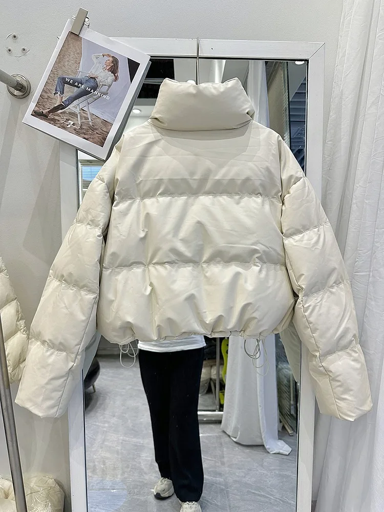 Winter Pu Leather Down Cotton Jacket Women Short Parkas 2025 New Cotton-Padded Jacket Women Warm Thick Cotton Coat Women Outwear
