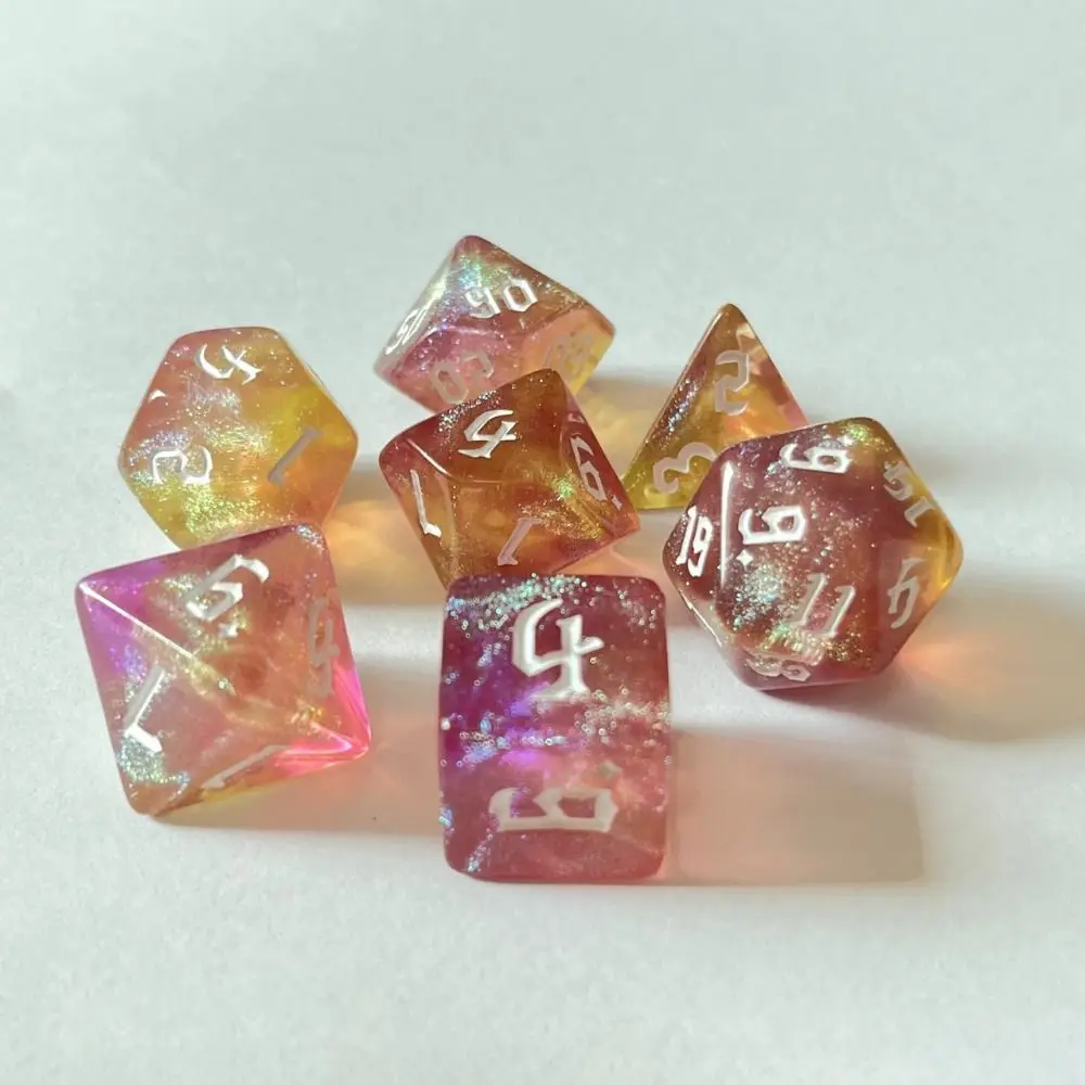 7Pcs/set 7-Die Table Game DND Dice Double Colors Party Game Polyhedral Dice Acrylic D4 D6 D8 D10 D12 D20 Game Dice TRPG DND
