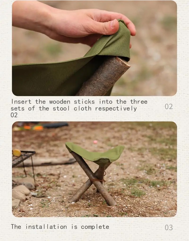 Description Picture 5 of itemPortable Folding Tripod Stool Cloth Travel Fishing Hiking Camping Chair Picnic Multitool Finishing Accessories Outdoor Equipment