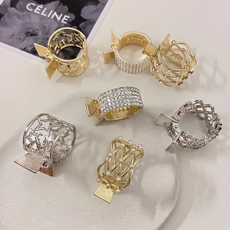 Hair Accessory Zircon Pearl Metal Hair Claw High Ponytail Holder for Women Girls Korea Luxury Hair Clip