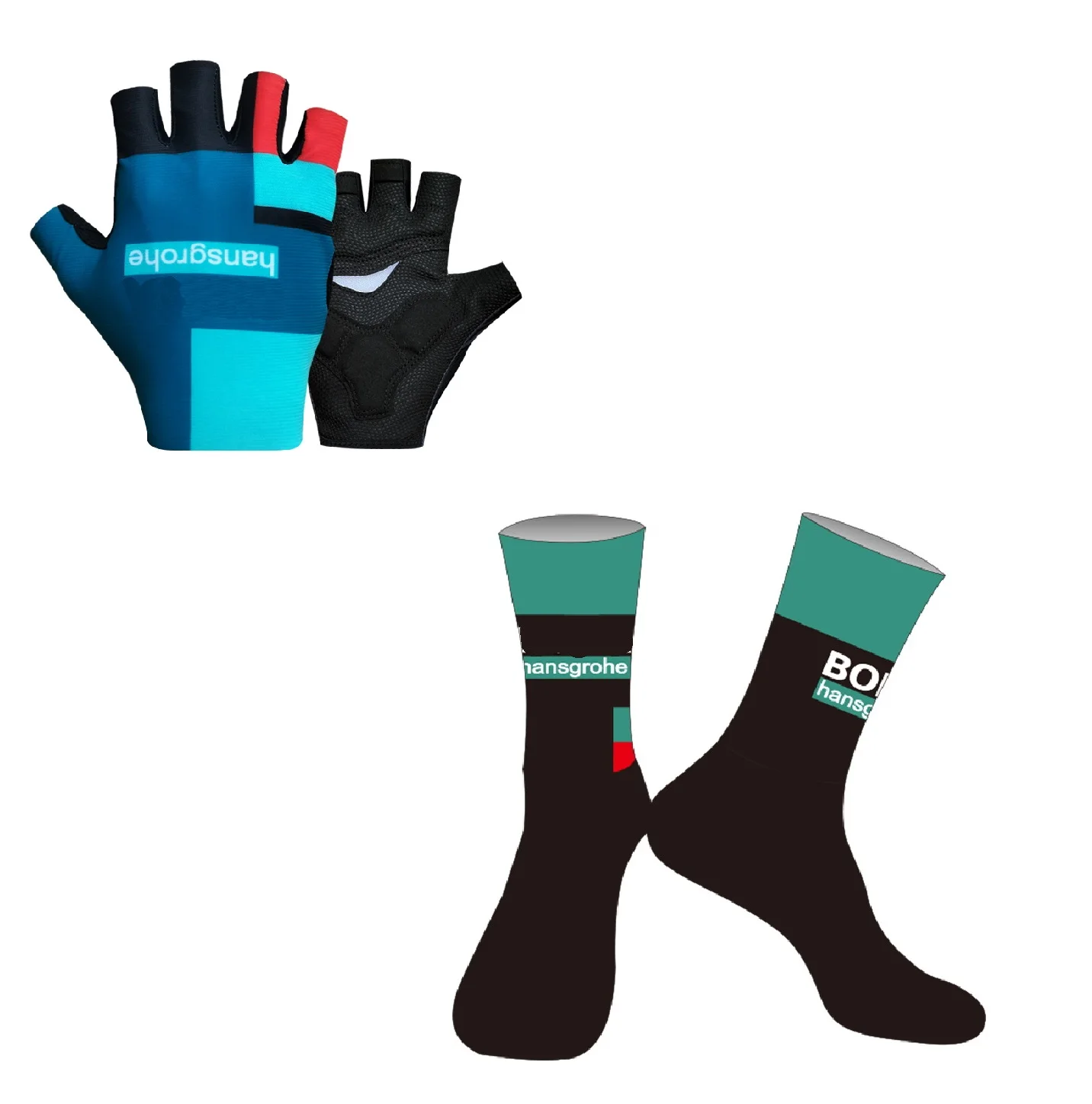 One Pair Half Finger Cycling Gloves + ONE PAIR CYCLING SOCKS BORAful TEAM