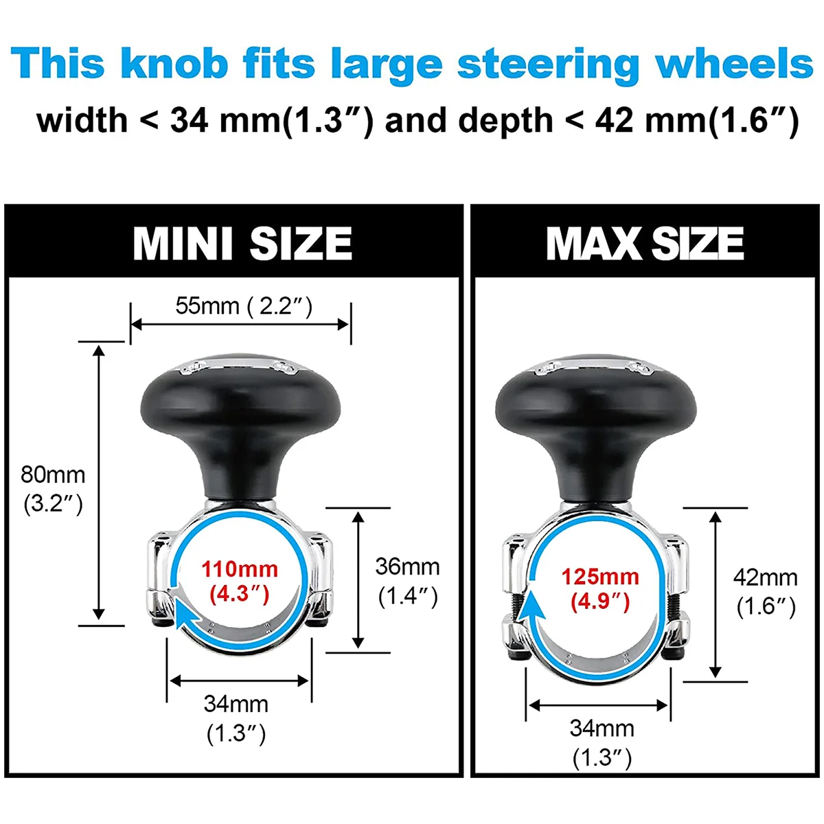 Steering Wheel Knob for Truck Steering Wheel Booster Spinner Knob 360 Degree Rotation Bearing Power Handle Ball Shaped for Car Gearshift Lever Knob