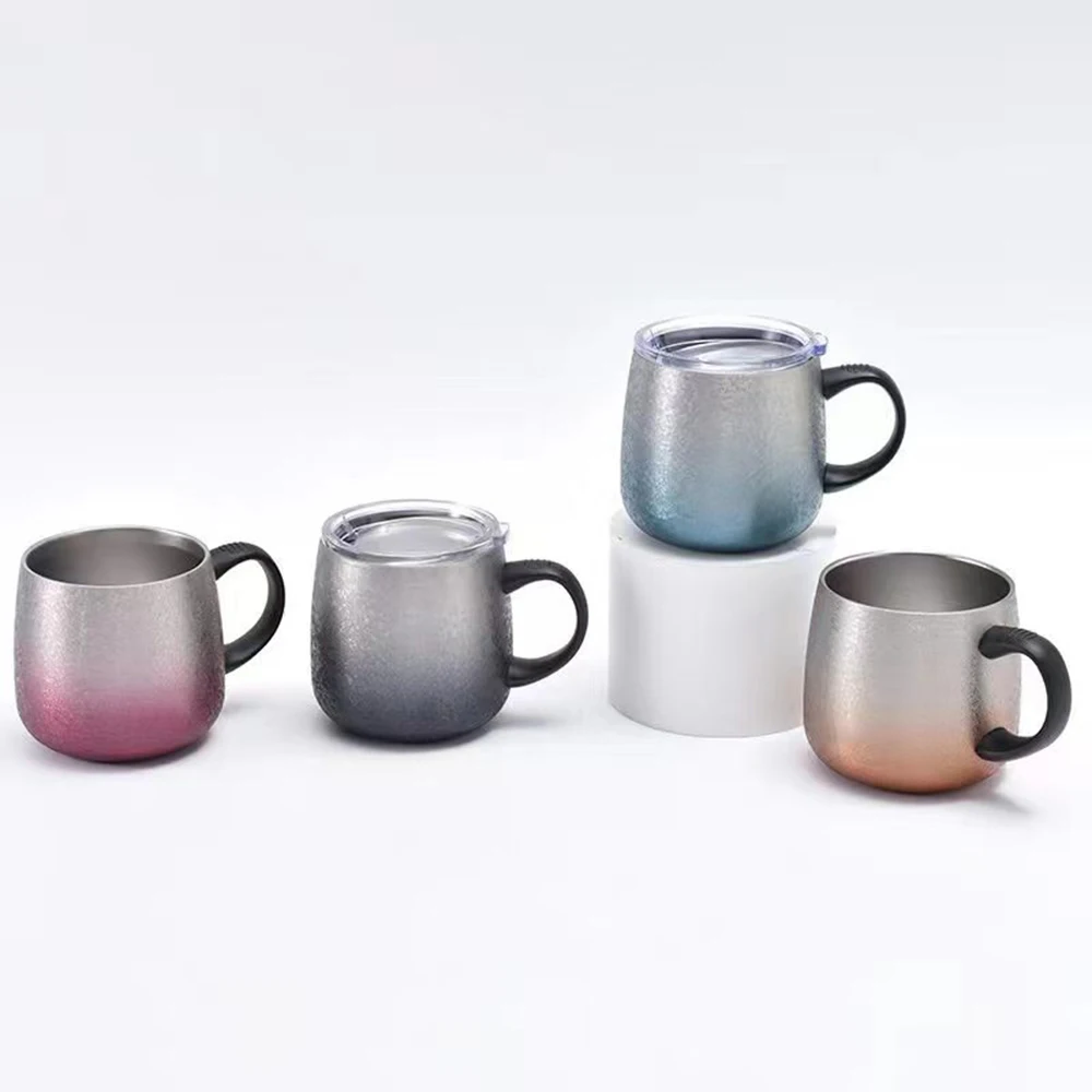 

304 Stainless Steel Handle Tumbler Cracked Paint Double Wall Gift Travel Mug With Handle Vacuum Insulated Mugs