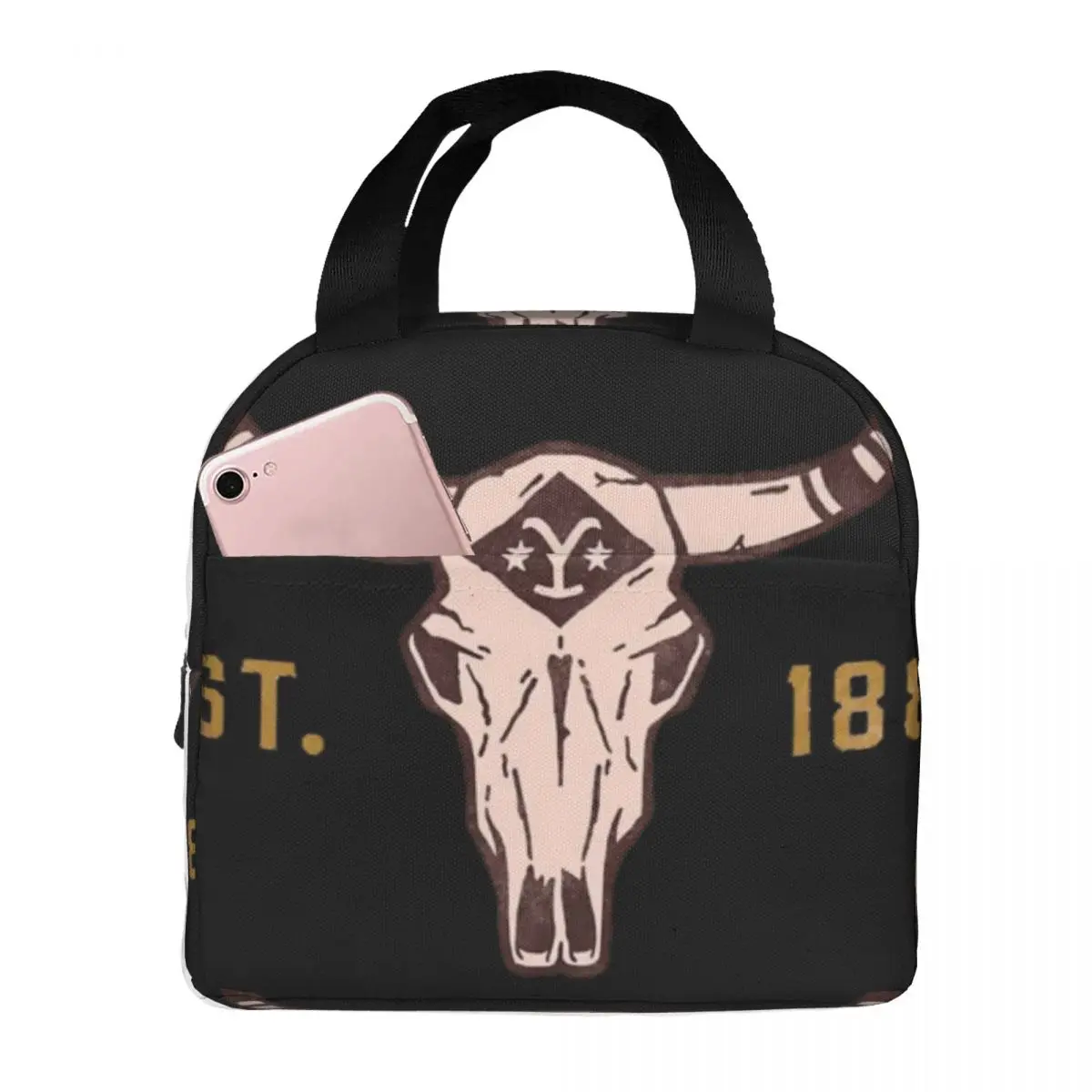 

Yellowstone Dutton Ranch Montana Cattle Skull Lunch Bag Unisex Portable Cooler Lunch Box Picnic Storage Food Bento Box