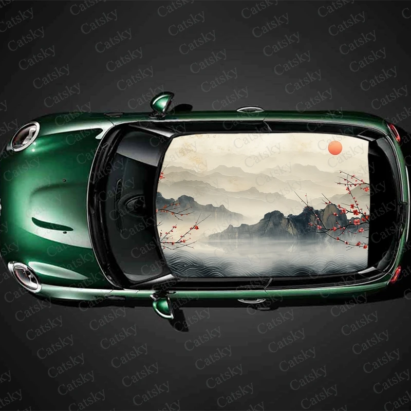 

Landscape Painting Car Roof Sticker Wrap Racing SUV Accessories Packaging Painted PVC Custom Car Graphic Decal