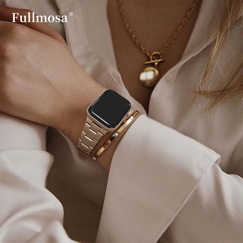 Fullmosa Stainless steel for Apple Watch Band Ultra/2 49mm 9 8 7 45/41mm 6 5 4 SE 44/40mm 3 2 1 40/38mm With TPU Protector Case