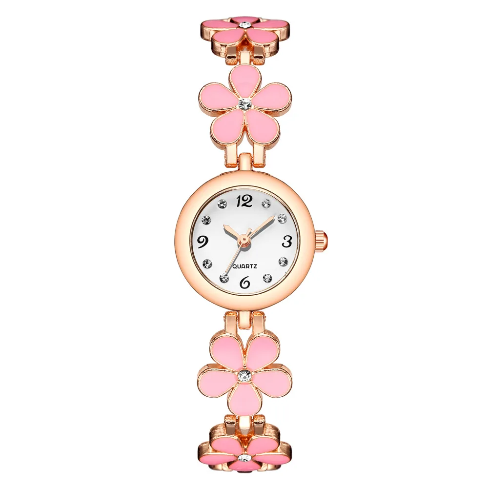 Ladies Sweet Flower Style Quartz Watch, Kirchen Stone Bracelet_voghion.com