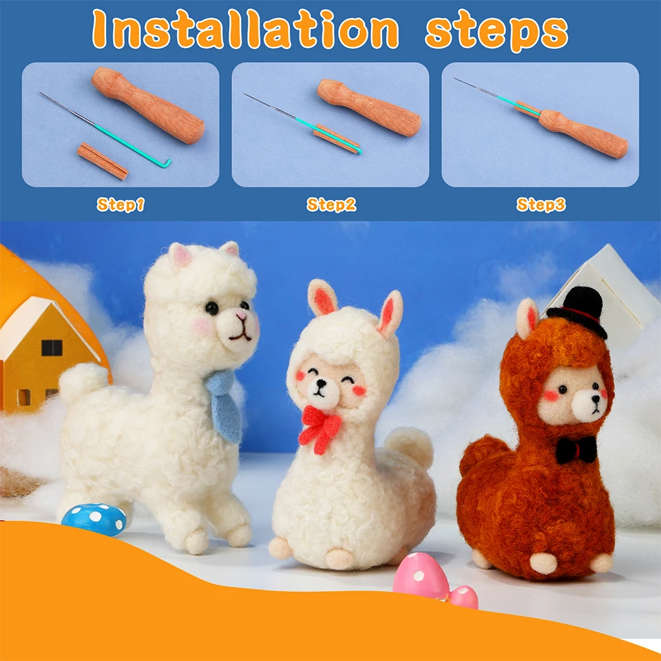 Needle felting kit wool felting kit needle felting painting kit BUDDUR Animal Wool Felting Kit With Felting Needles And Instructions Storage Box For DIY Handmade Craft Accessories Tools