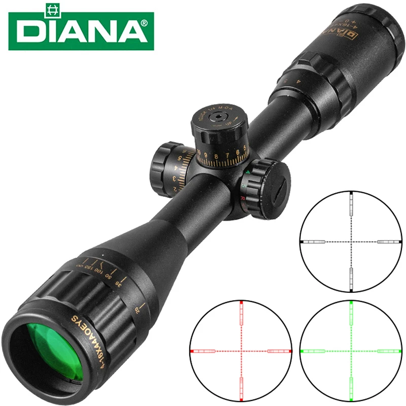 

DIANA 4-16x44 Hunting Rifle Scope Tactical Optic Cross Sight Green Red Illuminated Riflescope For Sniper Airsoft Air Guns