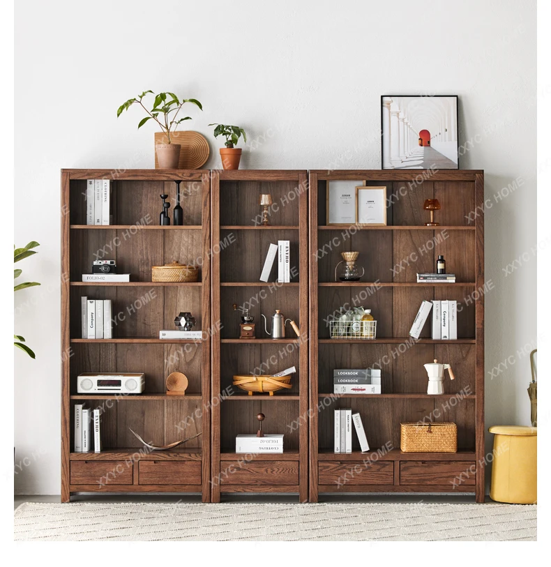 

Solid Wood Bookshelf Oak Bookcase Shelf Display Cabinet Modern Minimalist Study Floor A3172