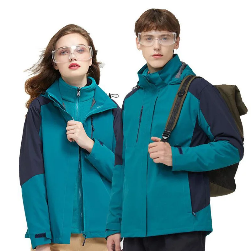 Men Women New Winter Thermal Jackets 3 In 1 Outdoor Waterproof Tactical Hiking Jacket Hoodies Camping Sport Clothing