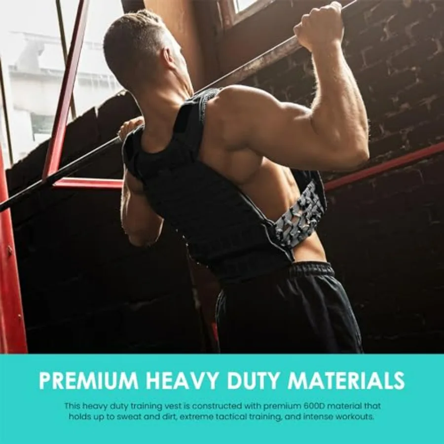 Adjustable Weighted Vest - Tactical MOLLE Fitness Training Vest with 5.75 Plates - Adjustable & Slim Design for Running, Lifting