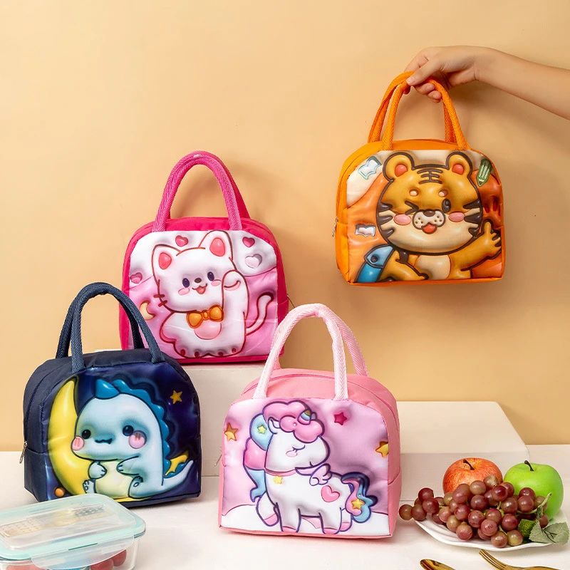 

Portable 3D Cartoon Lunch Bag Insulated Thermal Food Lunch Box Functional Food Picnic Lunch Box Bags For Women Kids