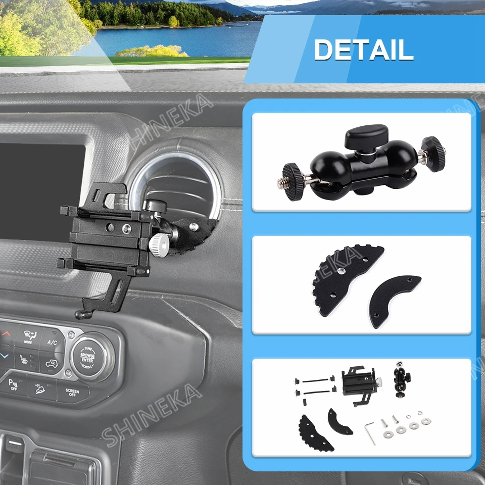 Shineka Auto Mittel konsole Klimaanlage Steckdose Telefon halter für Jeep Wrangler jl Gladiator jt bis Innen zubehör – Detail 5