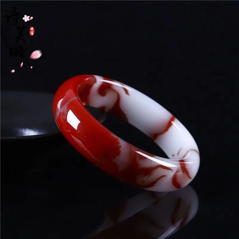 

Браслет из нефрита с курицей и кровью женский браслет из агата и нефрита Молодежный браслет для мамы