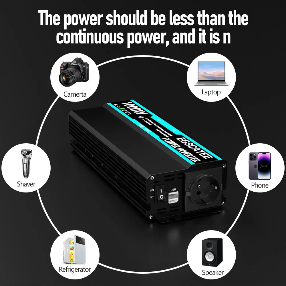 Car Power Inverter Modified Sine Wave DC 12V to AC 220V 230V Transformer EU Socket Converter Car Charger Vehicle Inverter Car Converter Inverter Car Charger Car Inverter Car Power Converter Power Inverter