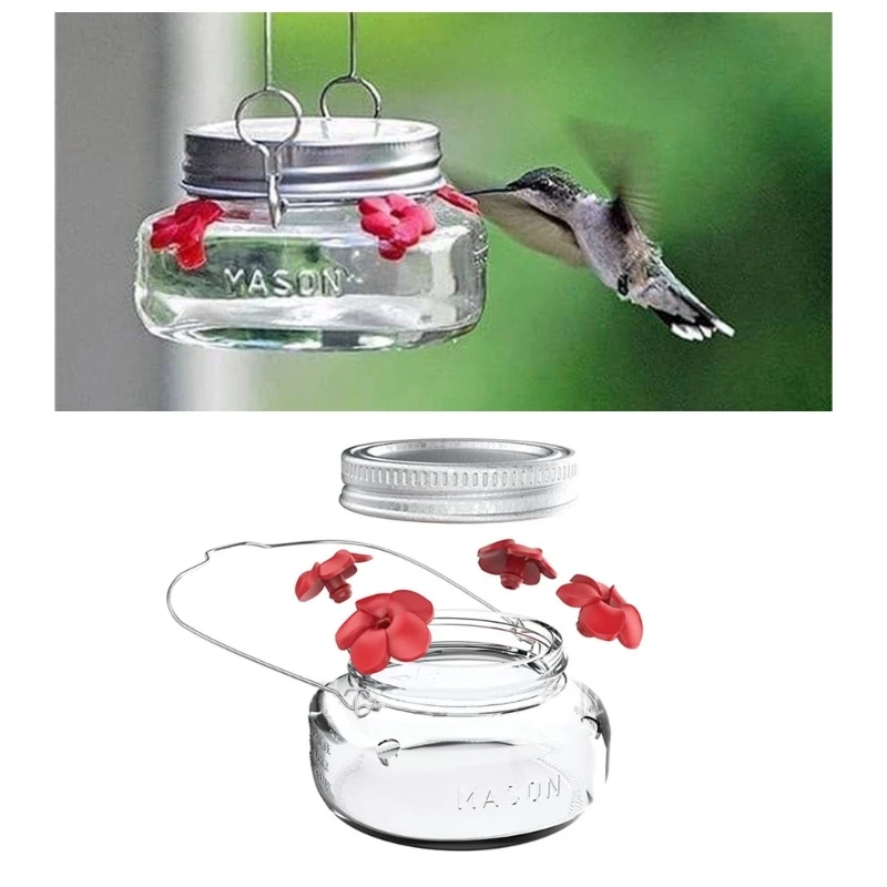 Bird Feeder Outdoor Hanging Bird Water Feeders MasonJar Flower