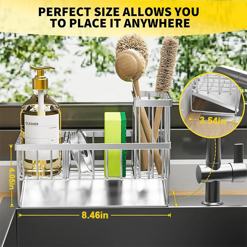 Sink Caddy Sponge Holder Sink Basket Brush Holder Dish Cloth Hanger Soap Rack Sink Stopper Holder Sponge for Kitchen 3