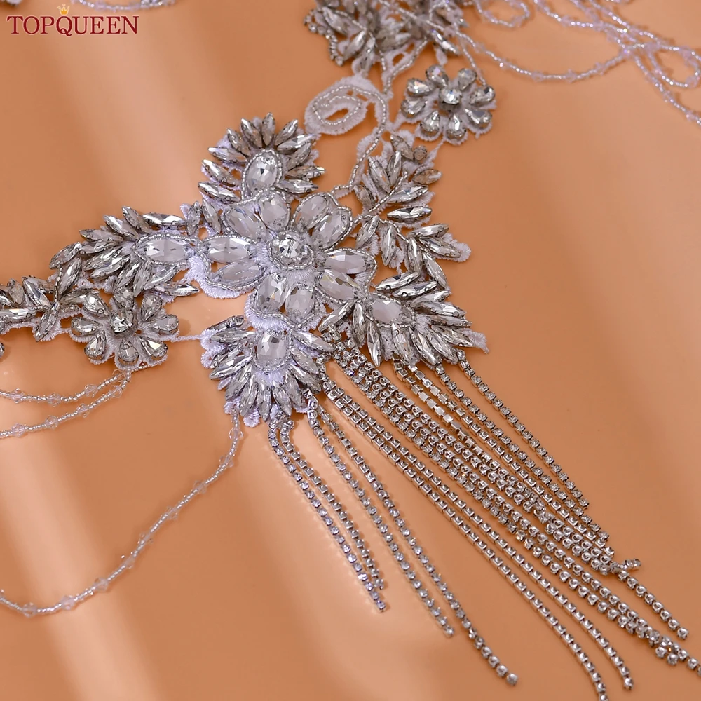 TOPQUEEN Bridal Shawl Tassel Chain Shoulder Chain Shoulder Straps Wedding Body Chain Jewelry Shoulder Decoration Shrug SG23A