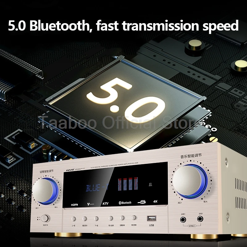 1500W High Power 5.1 Professional Sound Amplifier Household Multifunction HiFi Audio Amplifier Supports for Bluetooth/HDMI/USB