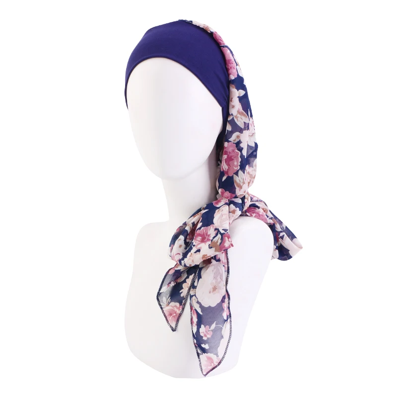 Neue vorgebundene Chemo-Kopfbedeckung für Damen, Turban, Beanie, Chiffon-Band, langes Haar, Kopftuch, Kopfbedeckung, Krebs-Hüte, Bandana für Haarausfall – Detail 12
