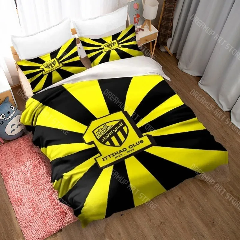 3D Print Fashion Al-Ittihad Club Jeddah Club Bedding Set Boys Girls Twin Queen Size Duvet Cover Pillowcase Bed Kids Adult 5