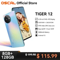 هاتف ذكي OSCAL TIGER 12 Android13 Helio G99 بشاشة 6.78 بوصة 120 هرتز 2.4K هاتف محمول بشاشة 16 جيجابايت (8 + 8 جيجابايت) وذاكرة وصول عشوائي 256 جيجابايت وذاكرة قراءة فقط 64 ميجابكسل 4 جيجابايت 1