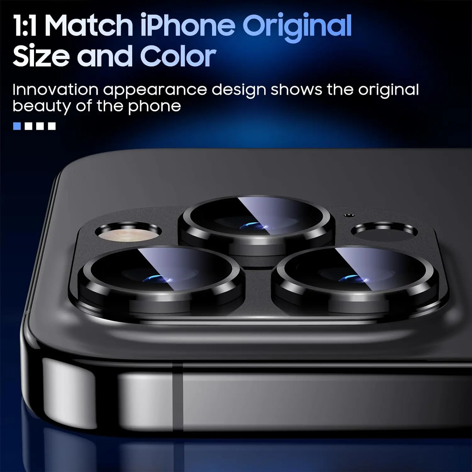 Premium Black Titanium Camera Lens Protector with Tempered Glass Cover