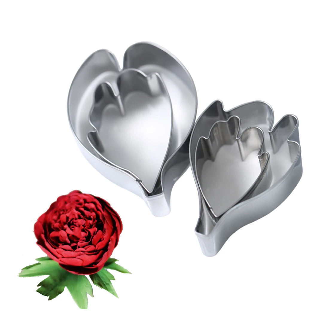 4pcs/set Peony Flower Cookie Cutter Set 3D Sugarcraft Fondant Cake Pastry Biscuit Baking Mold DIY Decorating Kitchen Tools m159 cookie cutter,baking mold,cookie mould,fondant cutter,baking decorating tools,cookie maker press kit,pastry cutter