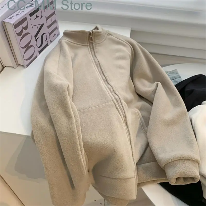 New Fleece Jackets for Women Fall Winter Fashion Oversized Coats Office Ladies Zipper Chic Casual Outerwear