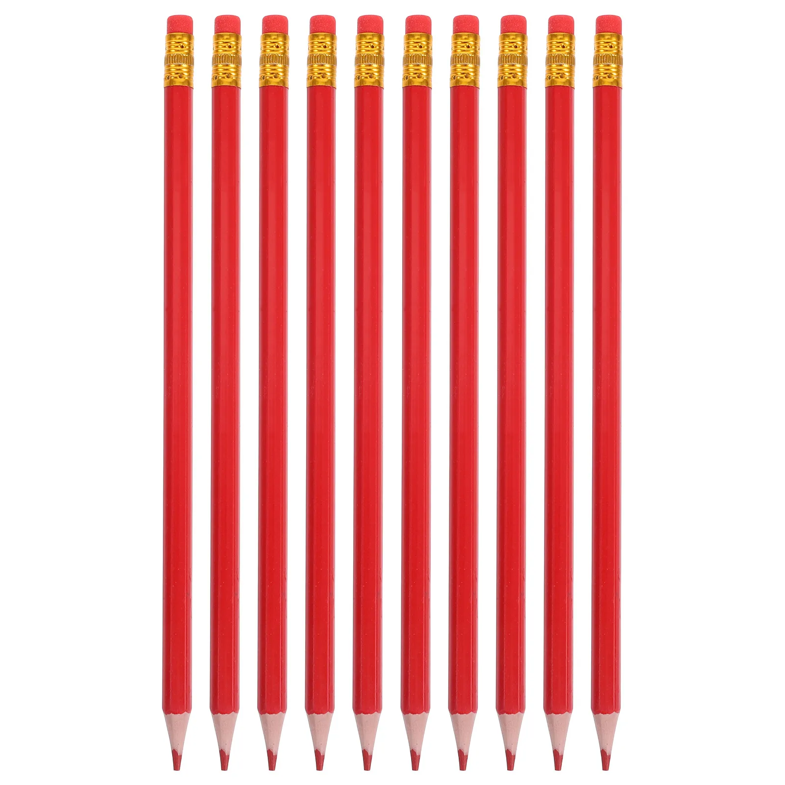 12 pezzi di matite colorate cancellabili rosse con gomme - immagine 3