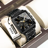 POEDAGAR Business Men Clock Waterproof Luminous Calendar Chronograph Square Man Watch Stainless Steel Quartz Men's Watches Reloj 2
