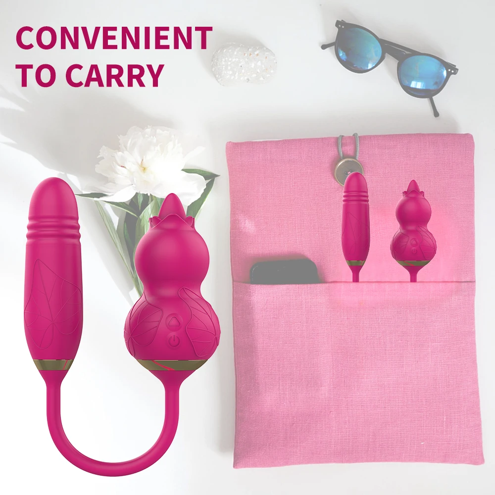 Thrusting Tongue Licking Dildo Vibrator 2 In 1 Vibrating Egg Clit_voghion.com