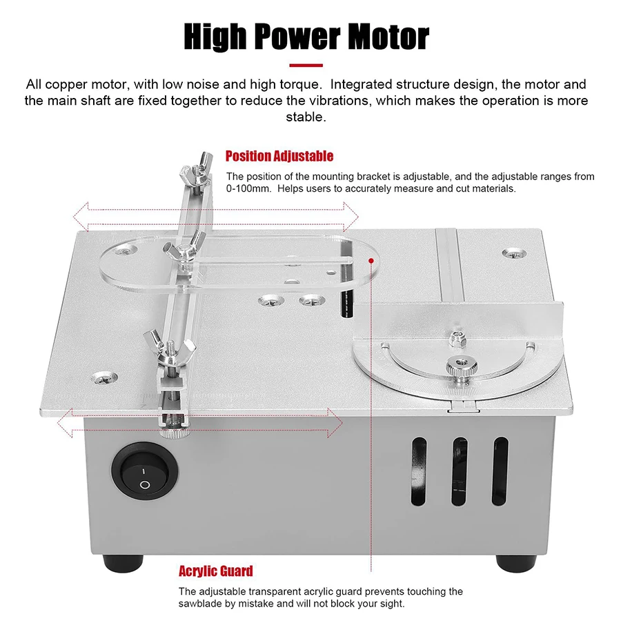 Electric Mini Table Saw 24V Bench Saw DIY Woodworking Circular Bench Lathe Cutter Machine Desktop Cutting Machine Chainsaw