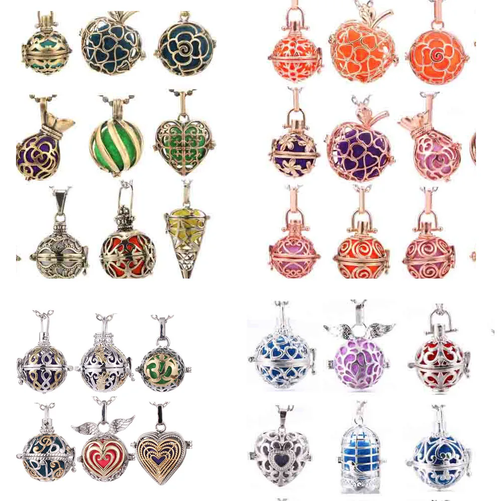 5Pcs/Lot Amulet Perfume Diffuser Small Cage Ladies Fashion Aromatherapy Necklace Pendant Harmony Ball Mix Jewelry Wholesale Gift