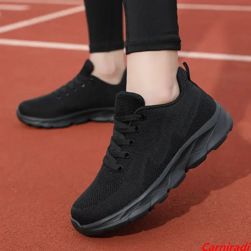Fashion Lightweight Flying Weave Running Shoes Women Breathable Comfortable Casual Sneakers Ladies Non-slip Sports Fitness Shoes