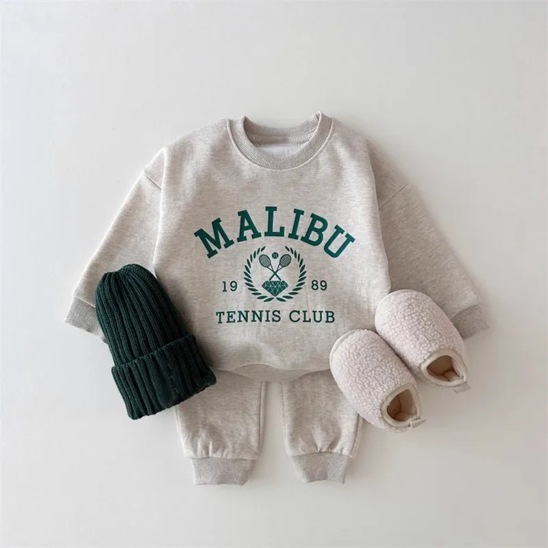 Autumn Winter Outfits Baby Letter Print Tracksuit Boy Girl Children Casual Tops + Pencil Pants 2pcs Infant Cotton Sweatshirt Set kids clothing set