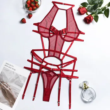 Sexy Bodysuit Lace Lingerie Black Transparent Women's Underwear Bondage Hollow Out Erotic Catsuit Lingerie Porno Costumes 6